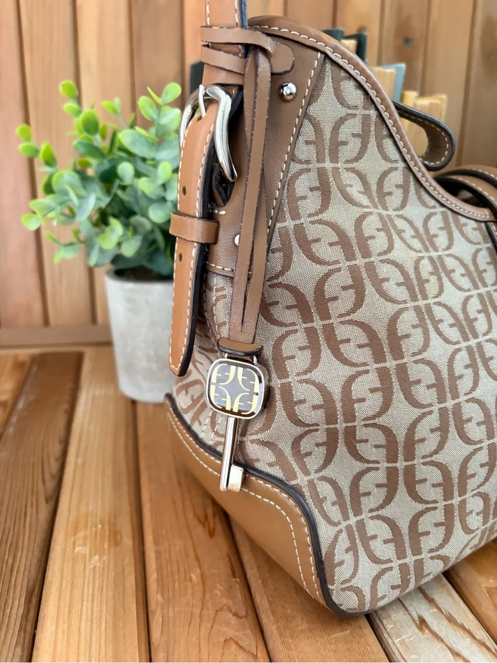 Fossil Monogram Jacquard Hobo Bag, Vintage Y2K